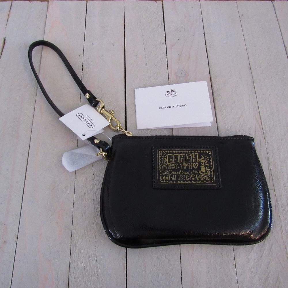 COACH Liquid Gold Wristlet Patent Leather NEW